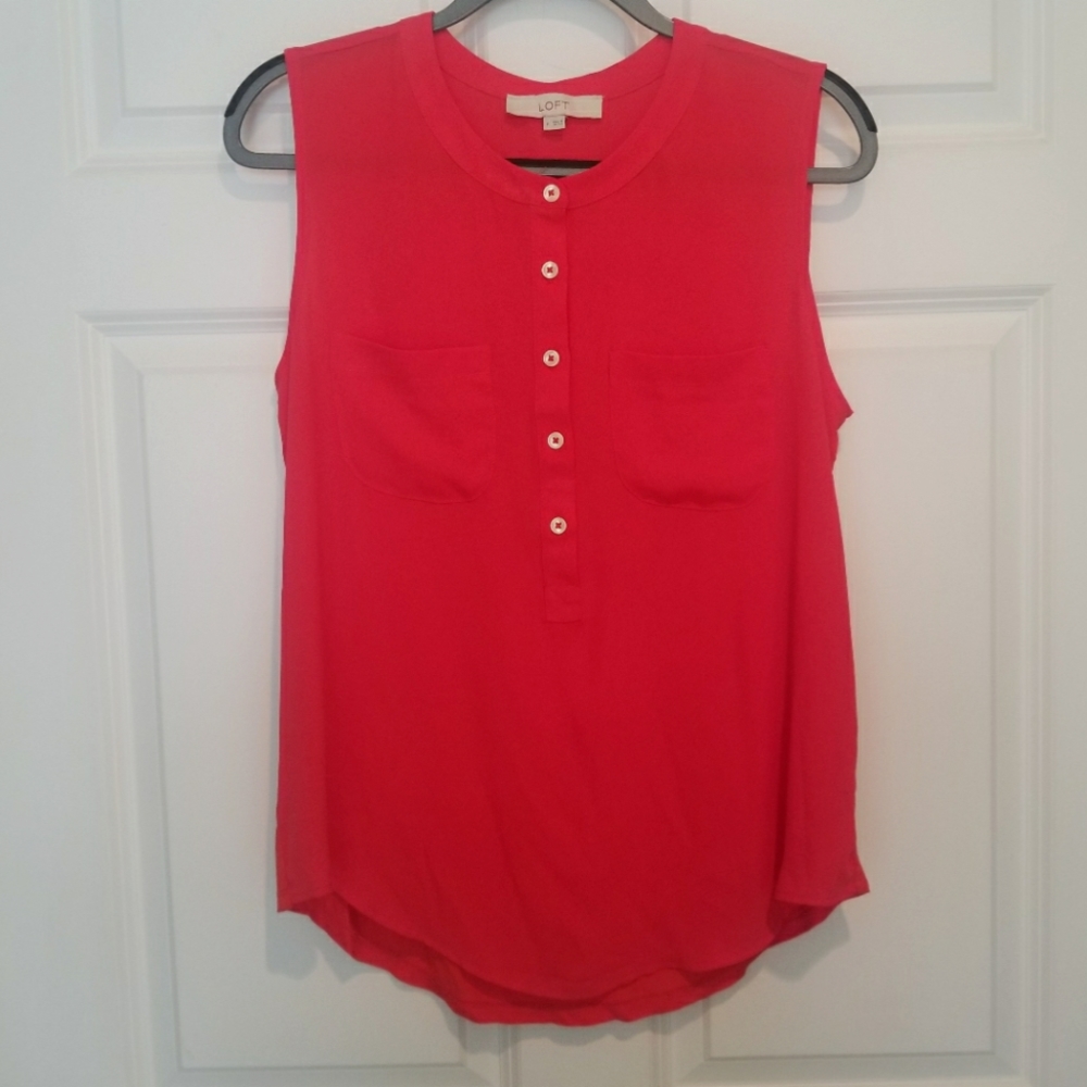 Red Sleeveless Button Front Blouse from LOFT